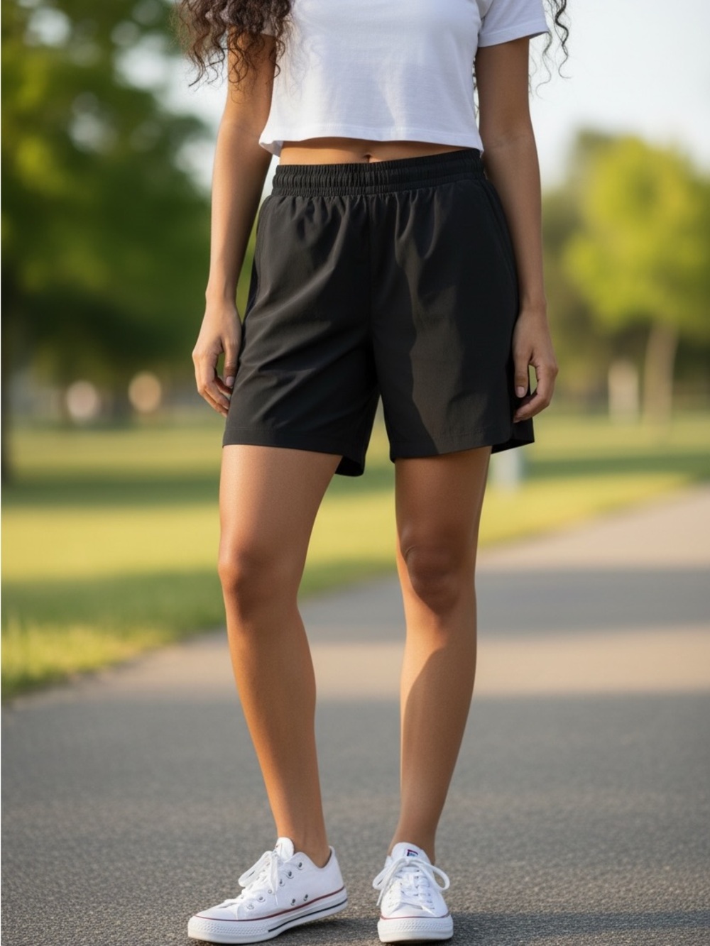Mondetta Black Mid-Length Athletic Shorts